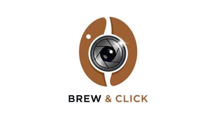 Coffee bean and camera lens logo for photography and cafe business.