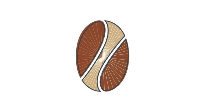 Stylized coffee bean logo with radiating lines and a central split design.