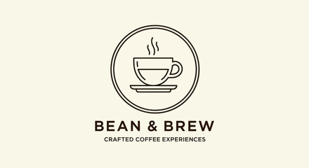 Bean and Brew crafted coffee experiences logo design.