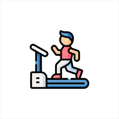 Man running on a treadmill in a gym, working out and exercising to stay healthy and fit, energetic and determined.