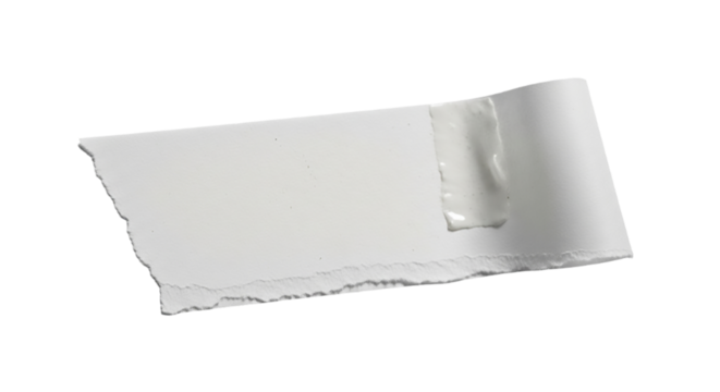 White Paper Tear Texture Layer and Design Element Clean Cut with Glossy Adhesive Detail Modern on transparent background