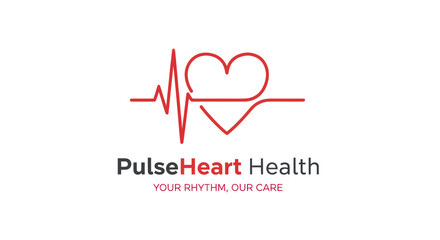 PulseHeart Health Logo - Heartbeat and Heart Symbol for Healthcare Services.