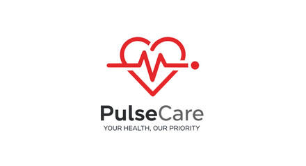PulseCare logo with heart shape and ECG line for health monitoring.