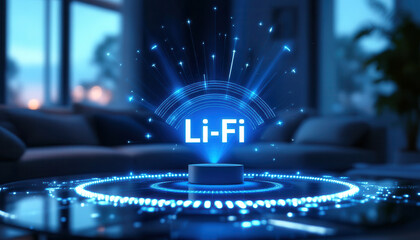 Li-fi network technology: futuristic wireless communication visualization