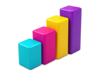 Colorful 3D bar chart showing growth increasing progress