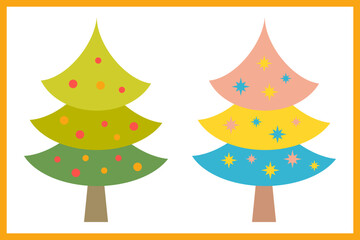 Colorful pastel pine tree clip art.Scandinavian woodland folk design.Abstract beautiful background isolated.Nature forest illustration for print decorate,banner, happy seasonal,Christmas holiday decor