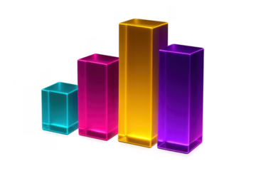 Glowing bar chart visualizing data with transparent background