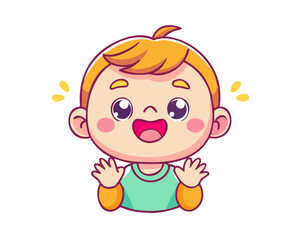cute kid with many gesture expression set