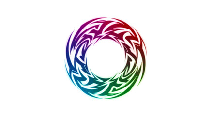 Vibrant tribal circle design with dynamic color gradient and unique patterns showcases captivating