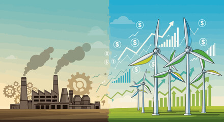From pollution to progress showcasing a shift towards clean energy and financial growth through
