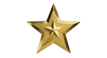 Golden Star Award Achievement Metallic Star Shape Decoration Icon Top Quality Ranking Symbol on transparent background