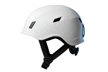 White climbing helmet providing head protection for sport