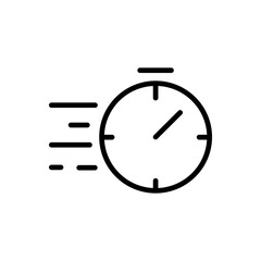 Outline stopwatch express delivery time line art icon
