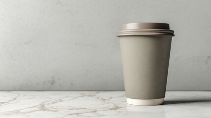 Minimalist Coffee Cup on Marble Surface with Neutral Background