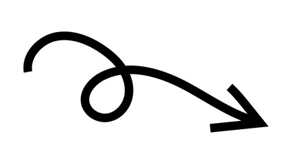 Collection of Hand-Drawn Arrow Icons. Abstract Grunge Scribble, Chalk Texture, and Brush Stroke Lines in Curved Up and Down Directions. Vector Illustration