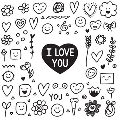  Cute Hand Drawn Love Symbol Set