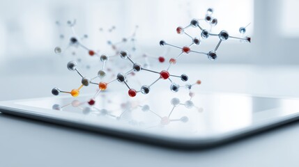 3D Molecular Structure Floating Above Modern Digital Tablet Screen
