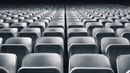 Naklejka premium Rows of Empty Stadium Seats in Monochrome Perspective View