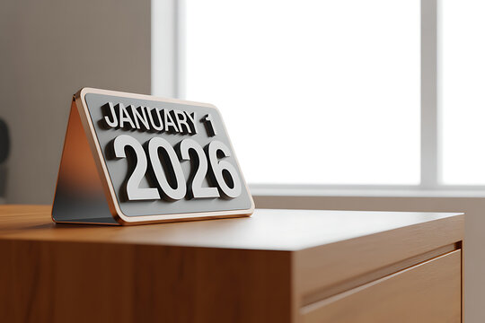 Mark your calendars for January 1, 2026 with this stylish desk calendar, perfect for planning future events and visualizing upcoming milestones