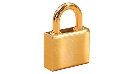 Naklejka premium Shiny golden padlock with a classic design and a strong metal shackle isolated on transparent background
