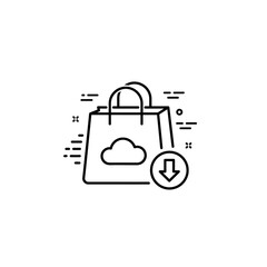 Shopping Bag with Cloud and Download Arrow Online Shopping Concept.