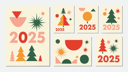 Modern Geometric Christmas 2025 Holiday Vector Design