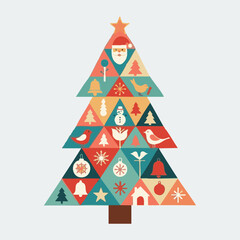 Geometric Christmas Tree Modern Holiday Vector Illustration