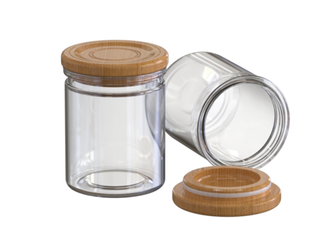 Multipurpose clear glass bottle with lid and can be placed sideways with the lid placed on the side
