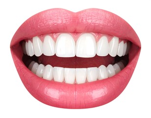 Obraz premium Close-up of bright, healthy, and perfectly aligned white teeth in open mouth