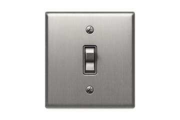 Brushed metal light switch toggling on or off