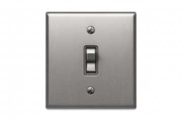 Brushed metal light switch toggling on or off