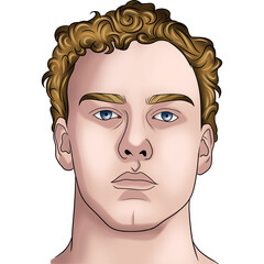 Vector Portrait of a Young Man with Neutral Expression