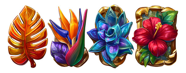 Vibrant Tropical Plant Illustrations with Exotic Colors and Creative Styles