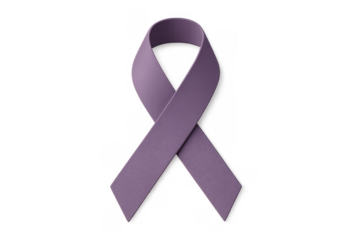 Purple awareness ribbon symbolizing support for cancer, alzheimer's, or domestic violence on transparent background