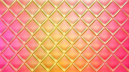 Naklejka premium Luxurious Pink and Gold Quilted Diamond Pattern Background with Modern Gradient Texture. Elegant Geometric Abstract Design.