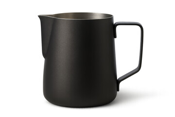 Matte black stainless steel milk frothing pitcher