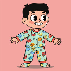 A sweet cartoon vector illustration of a smiling little baby girl in pink