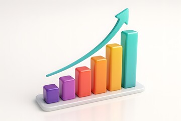 3D Ascending Bar Chart Infographic – Glossy Gradient Design on White