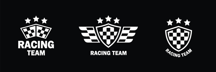 Car Racing Stripes and Sport Decal Vector Design – Collection of logos, flags, and racing symbols for car decoration, vinyl sticker design, and automotive racing-inspired projects.