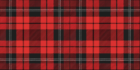 A vibrant red and black plaid pattern with intersecting lines, perfect for cozy designs.
