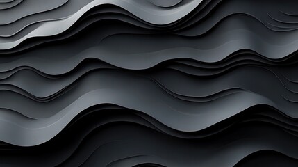 smooth layered dark abstract waves creating a flowing and textured pattern with shades of black and gray offering a sleek modern aesthetic