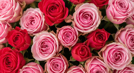 Fototapeta premium Pink and Red Roses Bouquet – Romantic Floral Arrangement for Love and Special Occasions