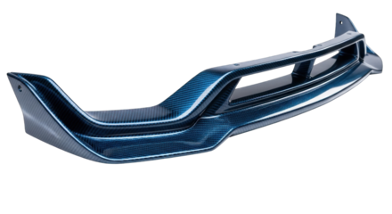 Dark blue car front bumper spoiler isolated on a white background.