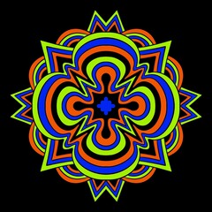 Ornamental mandala rounded color pattern