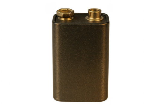 9 volt battery providing power and energy on transparent background