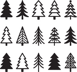 Obraz premium Cute christmas tree coloring pages for kids simple festive designs