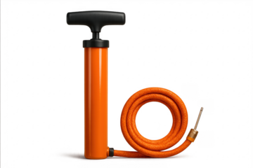 Orange manual air pump inflating sports balls