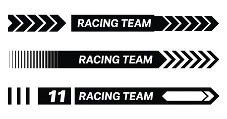 Black Arrow Car Stripe and Racing Decal Vector Set – Collection of minimalist racing lines, vinyl sticker designs, and sport-inspired automotive decorations for modern car wraps and graphic design.