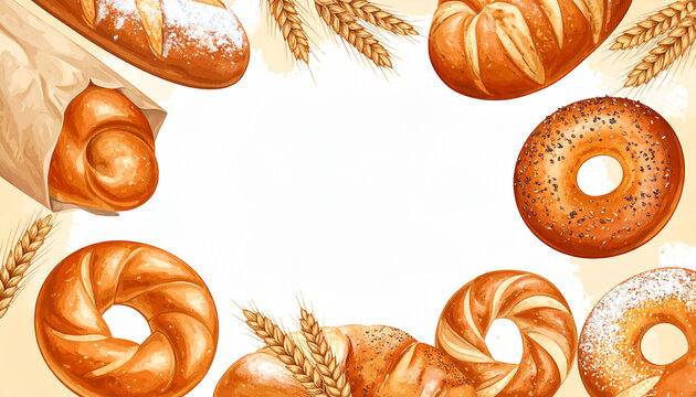 bread and bagels vector - Powered by Adobe