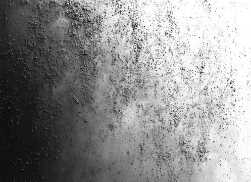 Close-up of textured surface with scattered small dark particles transitioning from dense to sparse against a gradient light background